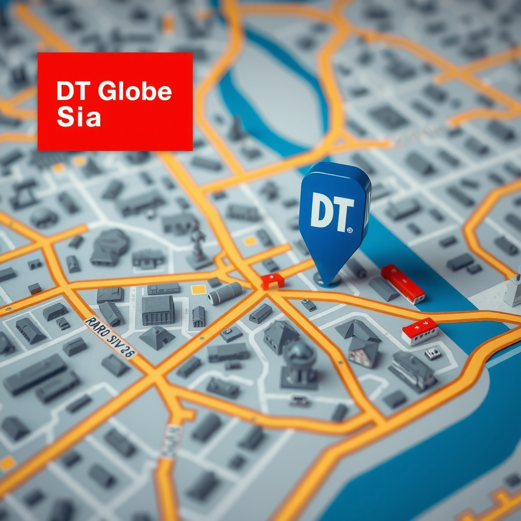 Map showing DT Globe Sia office location at Raiņa bulvāris 23-6, Riga, Latvia. The map displays the central Riga area with nearby landmarks including the Freedom Monument and Old Town district